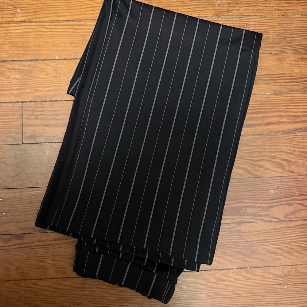 Banana Republic Black Pinstripe Wide Leg Trousers